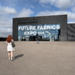 Future Fabrics Expo 2025 venue entrance showcasing a sustainable textile and fashion innovation exhibition